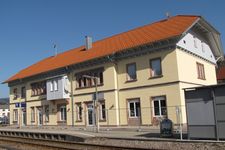 Former railway station building during refurbishment