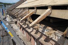 Former railway station building during refurbishment