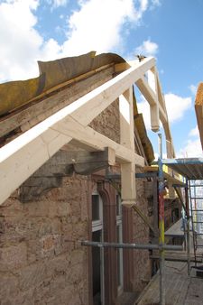 Former railway station building during refurbishment