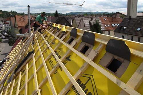 Roof we insulated with blow-in insulation